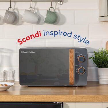 Мікрохвильова піч Russell Hobbs RHMM713G ручна, 17 л, 700 Вт, скандинавський стиль, сіра
