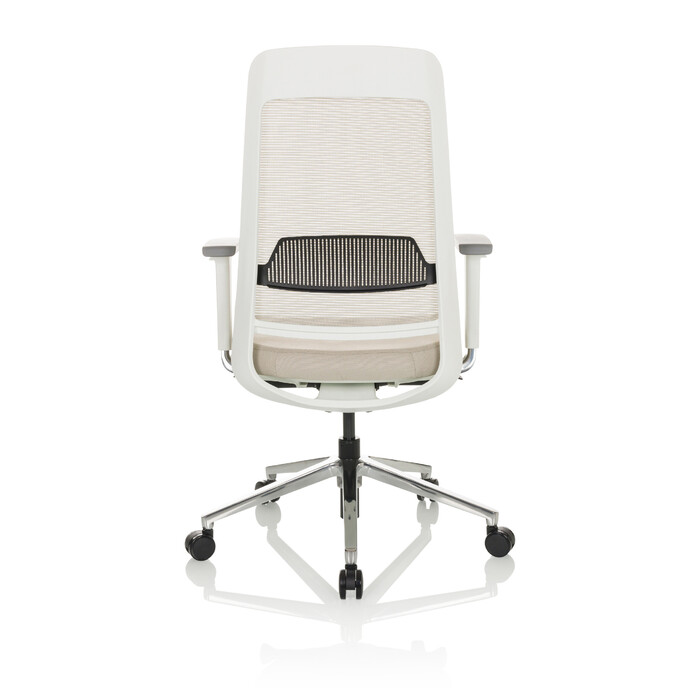 Офісне крісло / поворотне крісло CHIARO T2 WHITE сітка / тканина сіра / бежева hjh OFFICE