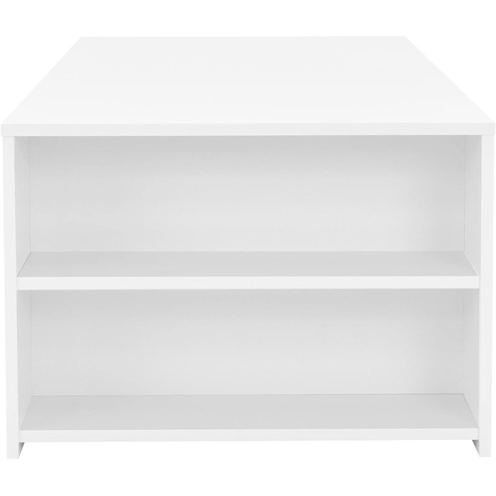 Стіл журнальний ML-Design білий 100x60x42 см, сучасний дерев'яний столик для вітальні з 2 боковими полицями, просторий кавовий стіл з місцем для зберігання