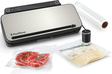 Вакууматор для продуктів FoodSaver VS3190X багатофункціональна система вакуумування, сріблястий (ручний пристрій, рулон, пакети)