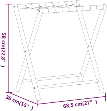 Багажниця для валіз vidaXL з бамбука, 68,5x38x58 см