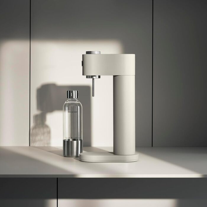 Автоматичний сифон для води WMF Element One з нержавіючої сталі, 3 рівні газування, компактний содамейкер, колір Moon Dust
