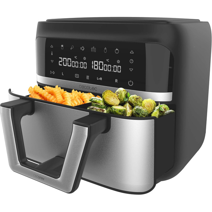 Аерофритюрниця Cecotec CecoFry Advance Double 9 л, 2850 Вт, цифрова, дієтична, подвійна чаша, PerfectCook