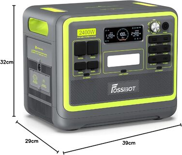 Портативна електростанція FOSSiBOT F2400, сонячний генератор 2048Вт·год LiFePO4, 2400Вт (пік 4800Вт), 3 AC виходи 230В, для кемпінгу, автодому та дому