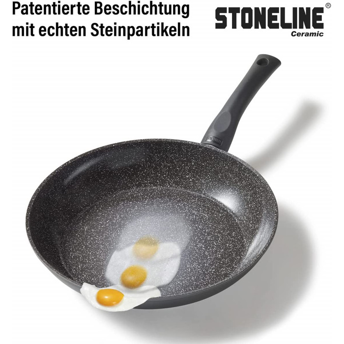 STONELINE керамічний набір каструль для індукції, 14 предметів, антипригарне кухонне приладдя з кришками, без PFAS, з кам'яними частками, антрацит