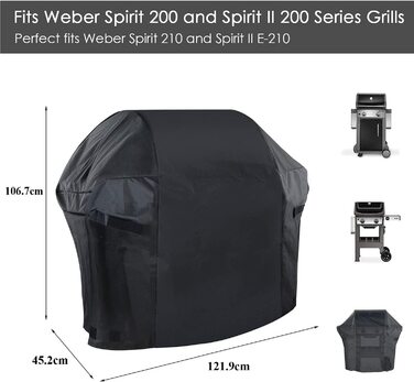 Чохол для гриля GFTIME 122x45x107 см для Weber Spirit I & II E/S-210/220, водонепроникний 600D, захисна накидка для газового гриля