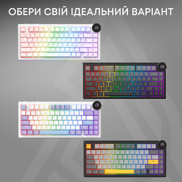 Бездротова механічна клавіатура Ajazz AK820 V2 White Peach Switch (AK820-V2-WP-S-W)
