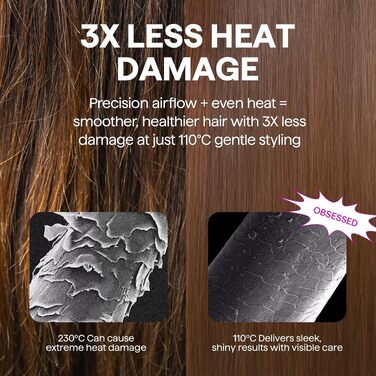 Wavytalk Фен-щітка 5 в 1 для волосся: сушіння, укладка, об'єм, локони, вирівнювання. Керамічна, 3 режими температури, рожевий колір, євровилка