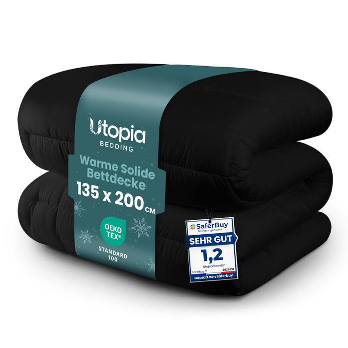 Зимова ковдра Utopia Bedding без чохла, тепла та пухнаста, 180x200 см, чорна