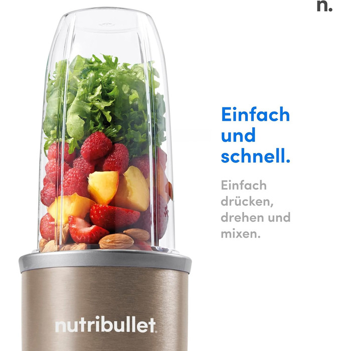Смузі-мейкер Nutribullet Pro NB904CP 900 Вт, 700 мл, електричний блендер для смузі, компактний, легке очищення
