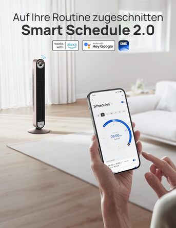 Тихий смарт-вентилятор-колона Dreo 106 см з Wi-Fi, Alexa, охолодженням, 9 швидкостей, 4 режими, таймер 12 годин, дистанційне керування, 90° обертання, бежевий