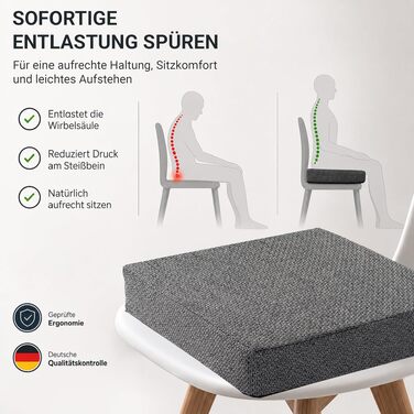 Ортопедична подушка для сидіння з Memory Foam 40x40 см Anthrazit - для офісного крісла, авто, візка. Нековзка, знімний чохол
