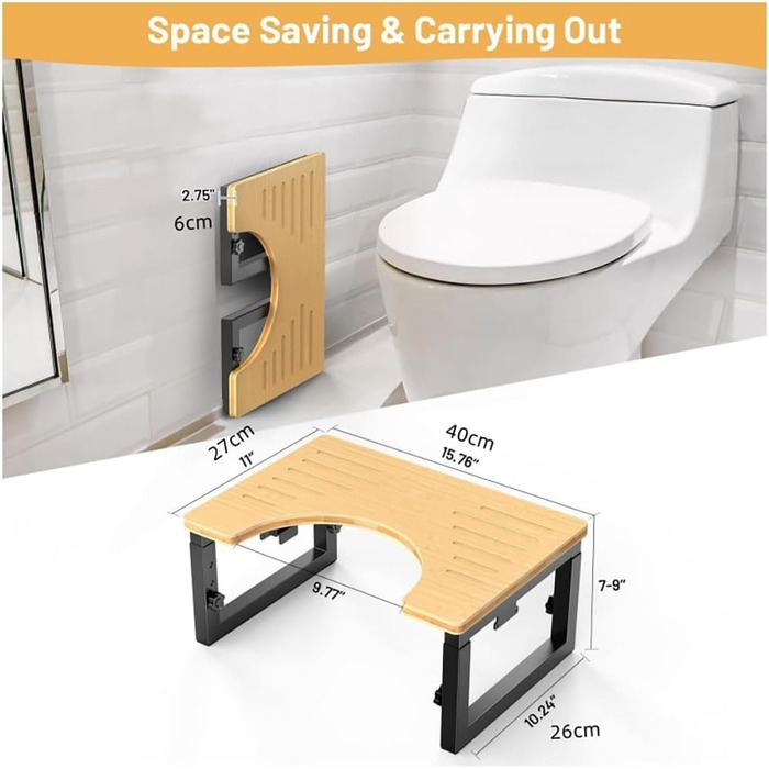 Стілець для унітазу з дерева, складаний, для дорослих - Toilet Stool