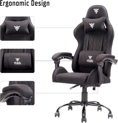 Ігрове крісло iTek Rhombus FF10, тканинне, чорне, стандартне