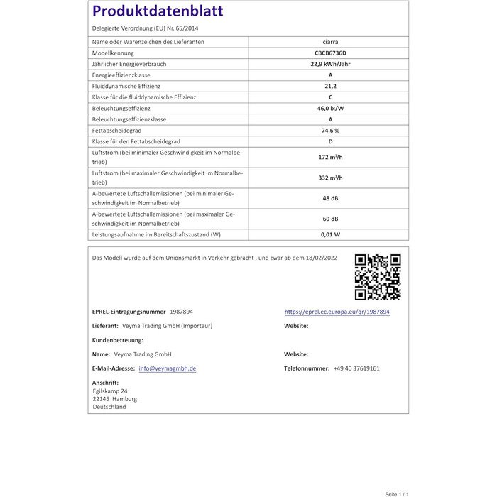 Похила витяжка для кухні CIARRA CBCB6750, 60 см, чорно-срібляста, продуктивність 350 м³/год, 3 швидкості, режим рециркуляції та відведення, настінний монтаж