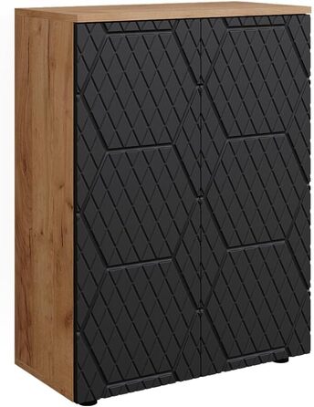 Пенал для ванної Vicco Irma, дуб золотий/антрацит, 60x81 см, смугастий антрацит