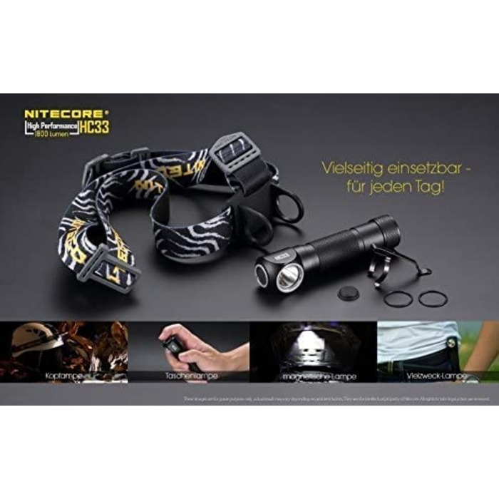 Ліхтарик налобний Nitecore HC33, чорний, універсальний розмір