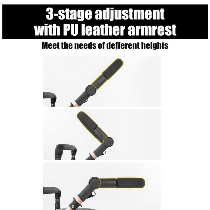 Дитяча коляска 3 в 1 PU-Leder, зручна багатофункціональна комбінована коляска, алюмінієва рама, висока позиція сидіння, складна коляска (L518 Khaki, сірий V8, модель 3 в 1-V8)