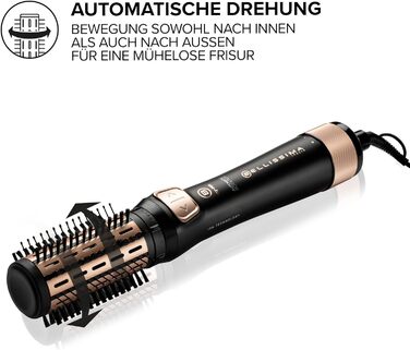 Фен-щітка Bellissima My Pro Revolution BHS4 1100, автоматична обертова, іонізація, кераміка, 1000 Вт, 2 насадки 40/50 мм, чорна/рожеве золото