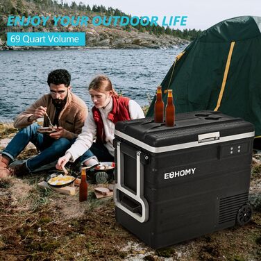 Автомобільний холодильник EUHOMY 40L компресорний (-20℃~20℃) з Wi-Fi, режимами ECO/MAX, захистом батареї та низьким рівнем шуму (до 45 дБ) 12/24V/220V