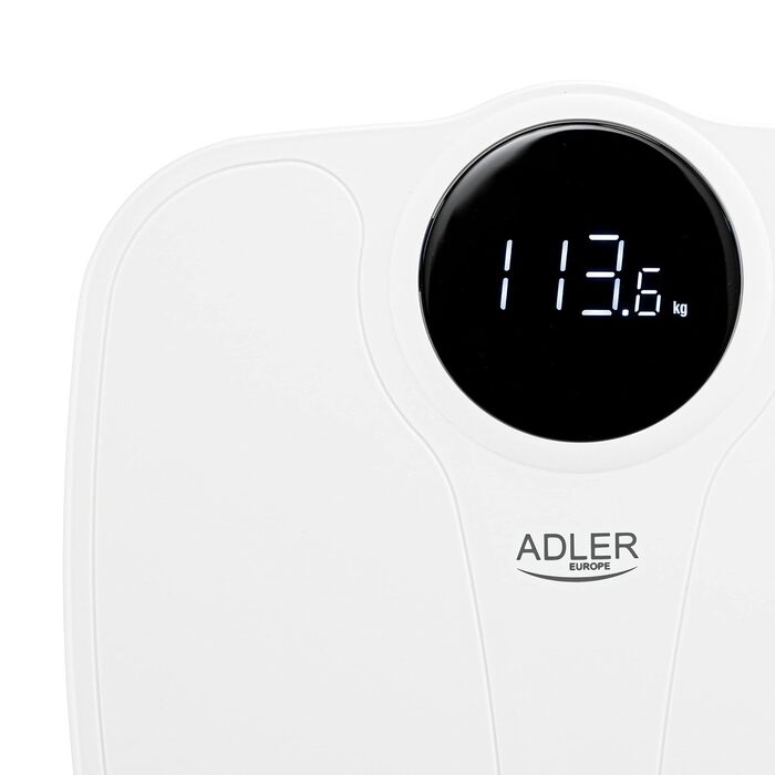 Електронна вага для ванної Adler AD 8172w, до 180 кг, LED-дисплей, біла