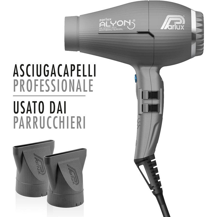 Фен Parlux Alyon Ionic Graphite Matt – іонний, графітовий, матовий, професійний фен для волосся