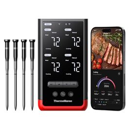 ThermoMaven P2: Розумний термометр для м'яса з Bluetooth 5.3, 6 датчиками, Wi-Fi моніторингом, IPX8 водонепроникність, для гриля, духовки, кухні, фритюрниці (4 зонди)