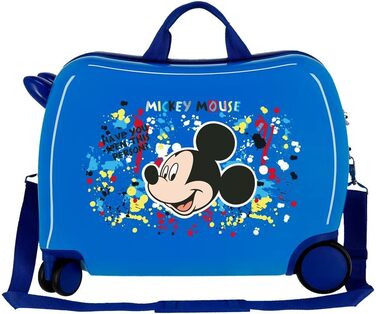 Дитяча валіза Disney Mickey Colour Mayhem, синя, 50x38x20 см, жорсткий пластик, 34 л, 4 колеса, ручна поклажа