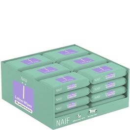 Дитячі вологі серветки Naïf без пластику з алое вера та бамбуком, 0% спирту та парфумів, для обличчя, тіла та сідничок (432 шт, 8 упаковок по 54 шт)