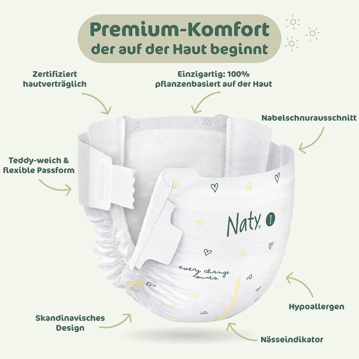 Екологічні підгузки для дітей Naty BioEmbrace, розмір 4 (7–18 кг), 88 шт