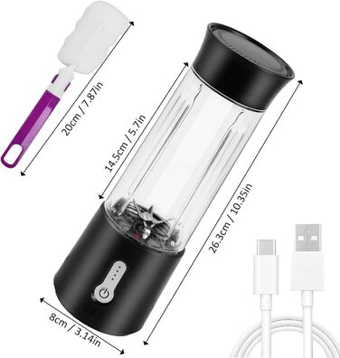 Портативний блендер Jinlaili 500 мл, USB, акумулятор 4000mAh, 6 лез, BPA-free, для смузі, соків і шейків