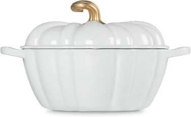 Кокотниця Le Creuset Figurale Kürbis, емальоване чавун, 4 л, білий колір з мідним ручками
