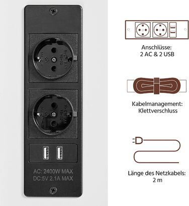 Yaheetech Набір з 2 приліжкових столиків з розеткою та USB, 2 шухляди, полиця, для спальні, білий, MDF, 45×35×61 см