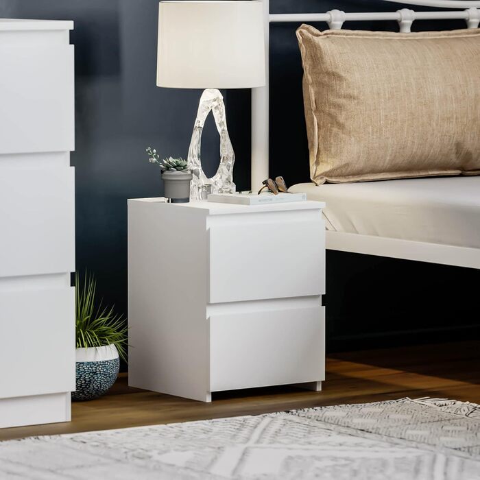 Тумба приліжкова Vida Designs Denver з 2 шухлядами, біла, 40x29,5x29,5 см