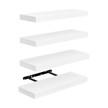 Набір настінних полиць 4 шт. білі, MDF, 40x14x3 см - для книг, декору, настінні стелажі
