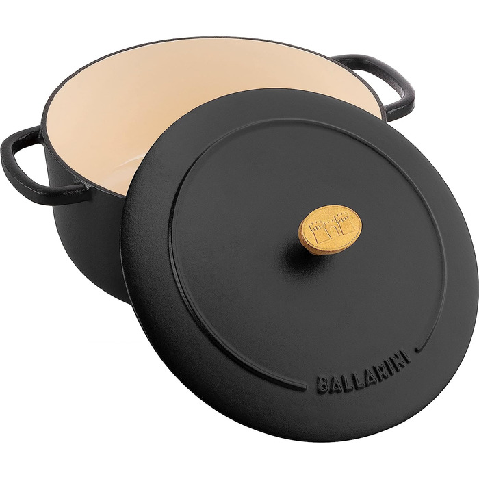 BALLARINI Bellamonte гусятниця-каструля, кругла, 22 см, 3 л, емальоване чавунне начиння, чорна