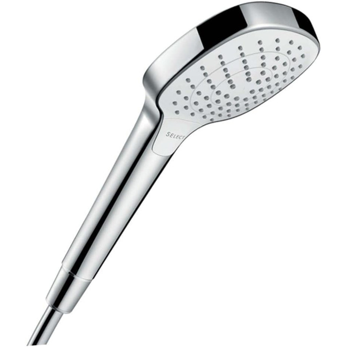Душова лійка Hansgrohe Croma Select E з 3 режимами розпилення, антивапнястою функцією, хром/білий, 110x110 мм, 26812400