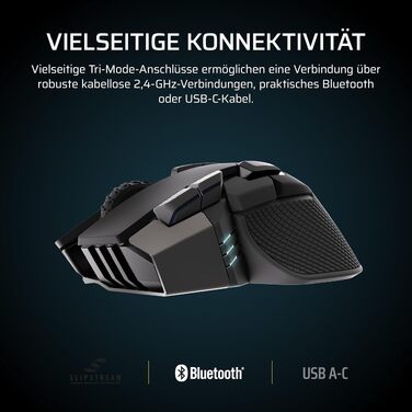 Бездротова ігрова миша Corsair IRONCLAW Wireless SE (2026) чорна: 26,000 DPI, ергономічний дизайн для великих долонь, 10 програмованих кнопок, для MOBA, FPS, MMO