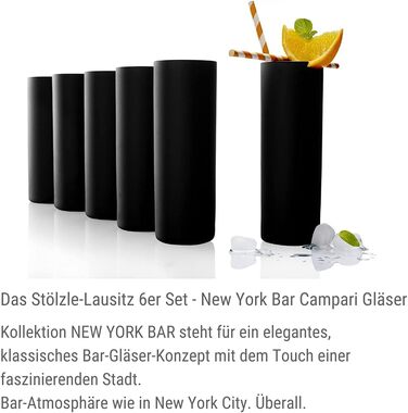 Коктейльні склянки Matte Black для коктейлів Campari Tumblers 320 мл Набір із 6 предметів Чорний Нью-Йоркський бар Stölzle Lausitz