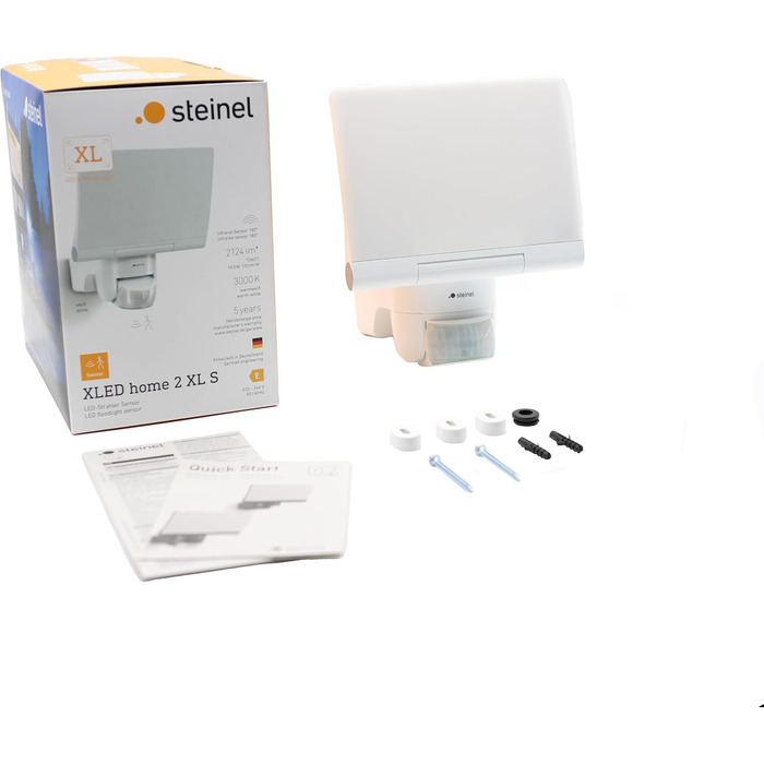 Світлодіодний прожектор Steinel XLED home 2 XL S білий, 2124 лм, датчик руху 180°, 19.3 Вт, тепле біле світло 3000K, поворотний