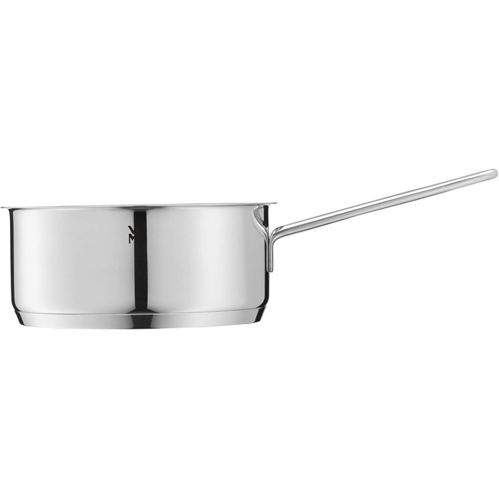 Каструля WMF Compact Cuisine 20 см з кришкою з термостійкого скла, 2.5 л, нержавіюча сталь Cromargan, з маркуванням об'єму, для приготування пасти та молока, сумісна з індукцією