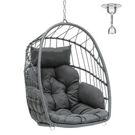 Крісло-гойдалка YITAHOME для дому та саду, сіре, з подушками, 150 кг, 105x74x72 см