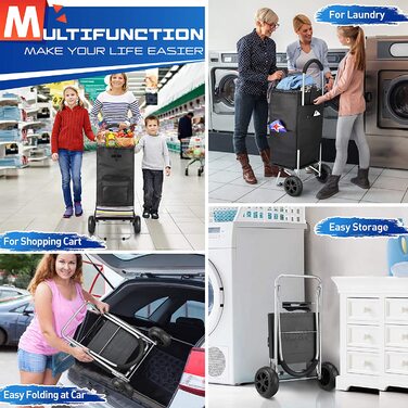 Складна господарська сумка-візок на 2 колесах, 75 л, до 50 кг, водонепроникна, для покупок та транспортування товарів