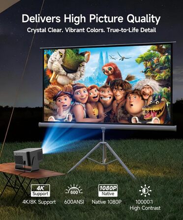 Magcubic Mini Beamer 4K/8K Android 14: Портативний проектор 1080P, 600 ANSI, WiFi 6, Bluetooth 5.4, Автофокус, 180° поворот, 12W динамік для дому та вулиці (HY350 Max)