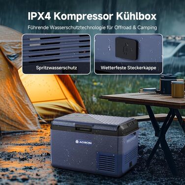 Автомобільний компресорний холодильник AAOBOSI 40л з Wi-Fi та APP, IPX4, 12/230V, -20°C до +20°C для авто, кемпінгу, риболовлі