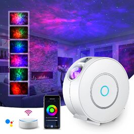Проєктор зоряного неба SUPPOU LED WiFi з керуванням зі смартфона, 3D проектор галактики, нічник для дітей та дорослих, RGB підсвічування, голосове керування, для вечірок, білий колір