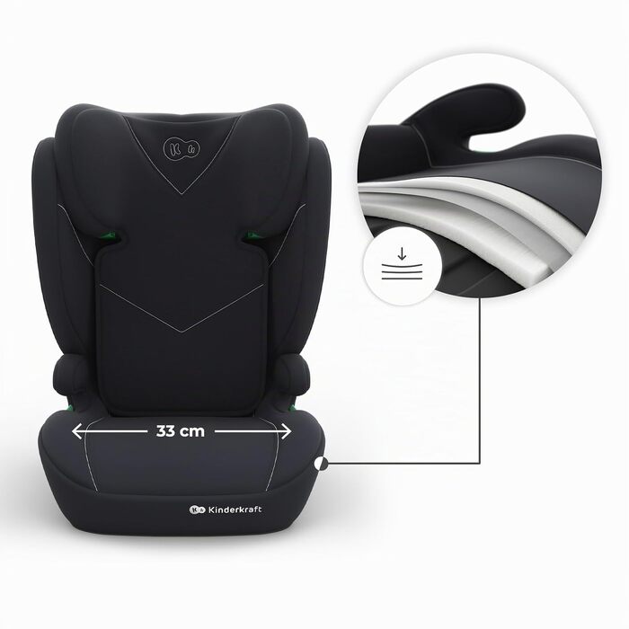 Дитяче автокрісло Kinderkraft I-SPARK 2 PRO (100-150 см), 2в1, стандарт i-Size, чорне