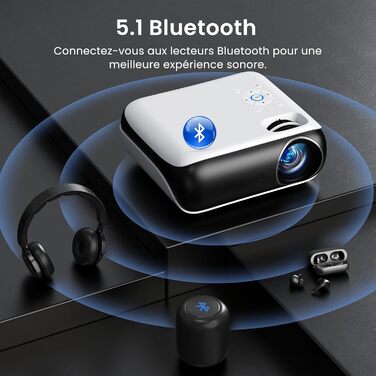 Проектор HAPPRUN Mini Beamer 4K H1: 1080P, Bluetooth, портативний, для дому та кінотеатру