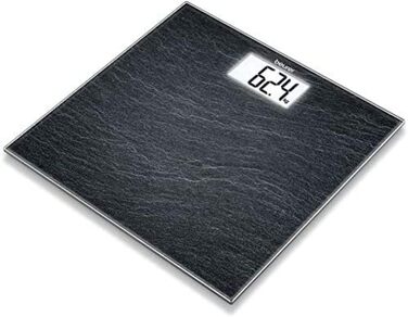 Ваги підлогові Beurer GS 203 Slate, скло, дизайн під сланець, великий LCD-дисплей, вантажопідйомність 150 кг