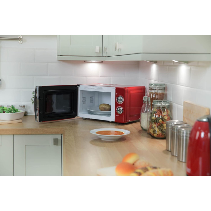 Мікрохвильова піч Russell Hobbs RHMM701C Solo 17л, 700 Вт, червона: 5 рівнів потужності, таймер, розморожування, легке очищення
